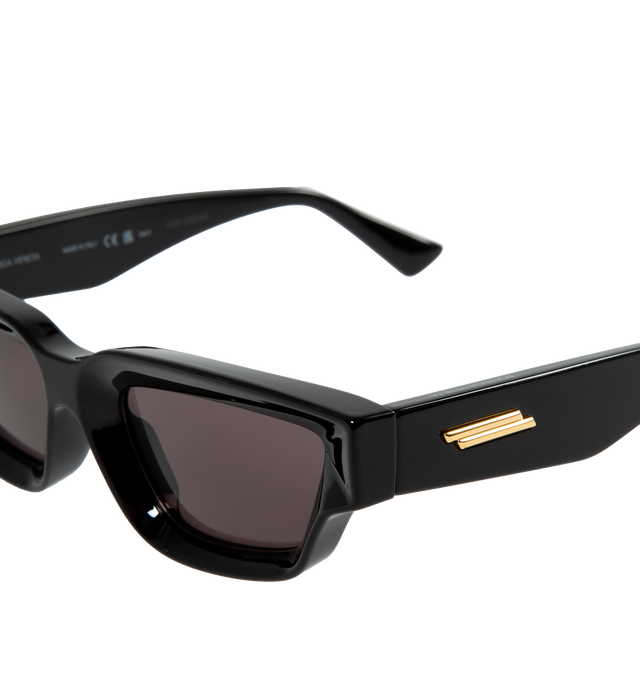 Image 3 of 3 - BLACK - BOTTEGA VENETA Square Sunglasses featuring acetate frames and gold-tone hardware at temples. Made in Italy. 