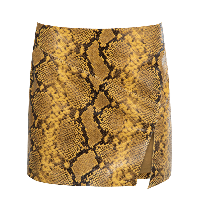 Image 1 of 2 - BROWN - ISABEL MARANT BLAIR SKIRT featuring animal print, front slit, high waist, A-line silhouette, mini length and back zip. 100% viscose. 