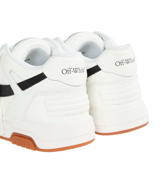 Image 3 of 5 - WHITE - OFF-WHITE Out of Office Leather Sneakers featuring lace-up front with tonal laces and black trims. Calf leather.  