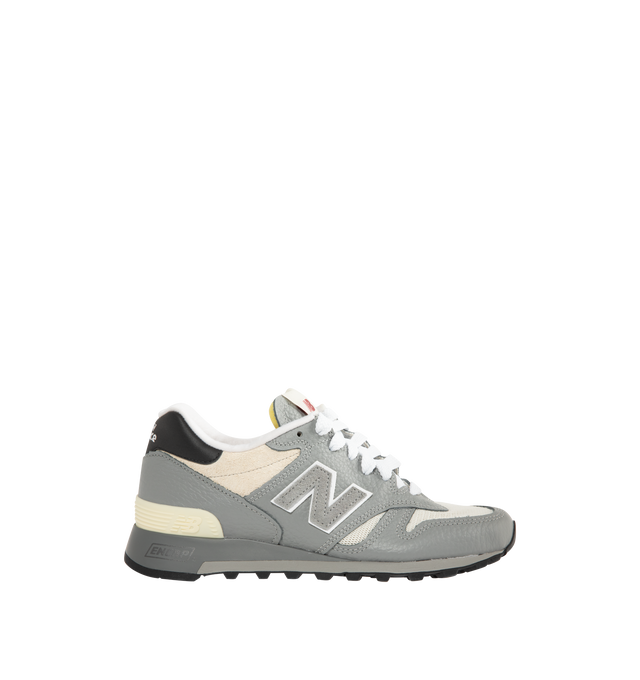 Image 1 of 5 - GREY - New Balance Mens Made in USA 1300 Sneakers feature a mesh upper with premium leather and hairy suede overlays. Designed with full-length ENCAP midsole cushioning, durable tread outsole, woven "1300" tongue label, and a classic lace-up silhouette. Upper: Mesh, Leather, and Hairy Suede; Midsole: ENCAP Foam and Polyurethane. Made in the USA.