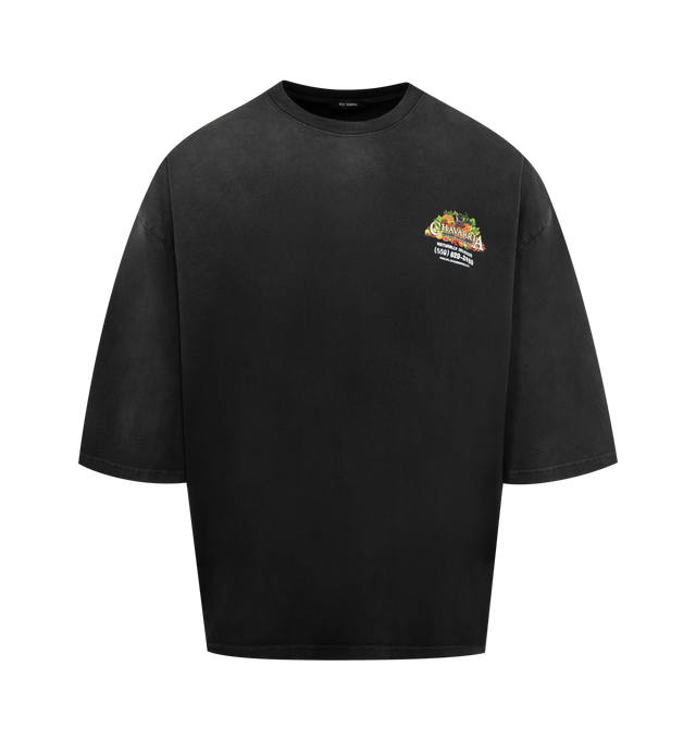 Image 1 of 2 - BLACK - WILLY CHAVARRIA Welcome to NY Buffalo Tee featuring a relaxed fit with a vintage wash, front screen print, crew neck and oversized short sleeves. 100% cotton. Made in the USA.