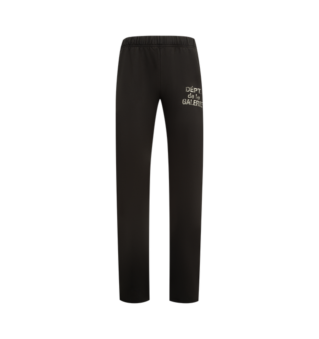 Image 1 of 3 - GREY - GALLERY DEPT. Logo Sweatpant featuring cotton-jersey jogging bottoms, relaxed fit, elasticated drawstring waistband, two side slip pockets, French logo typographic print at front, bootcut leg and jersey texture. 100% cotton. Made in USA.