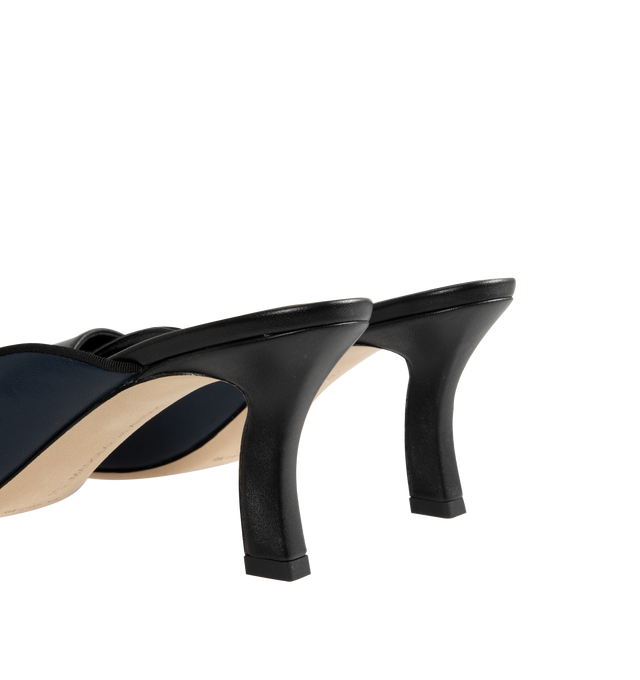 Image 3 of 4 - BLACK - MANOLO BLAHNIK Stateiramu Heeled Mules featuring pointed enclosed toe and mid stiletto heel. Heel measures 70 mm. 100% leather. Made in Italy.