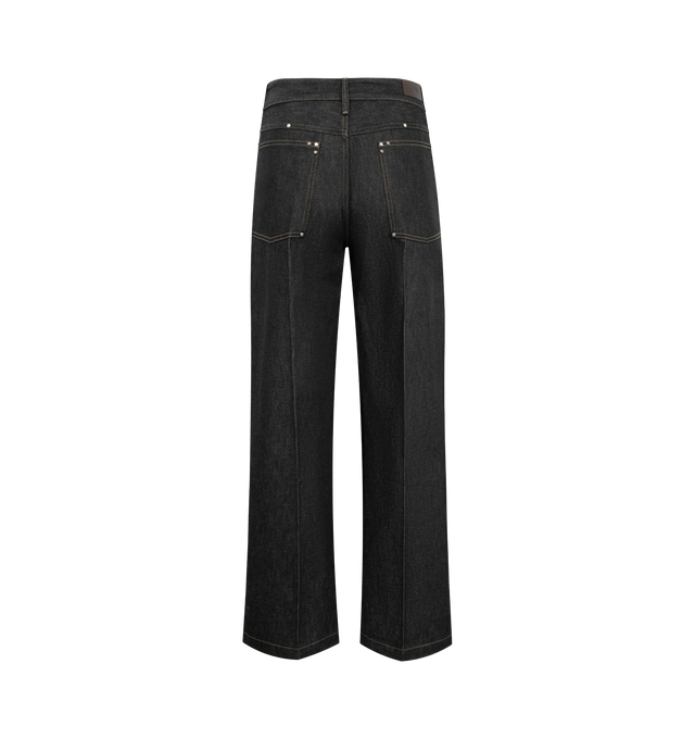 Image 2 of 3 - GREY - LEMAIRE Wide Pant With Studs featuring zip fly and button closure, 5-pocket styling, rivets of varying sizes and midweight twill fabric. 100% cotton. Made in Italy.