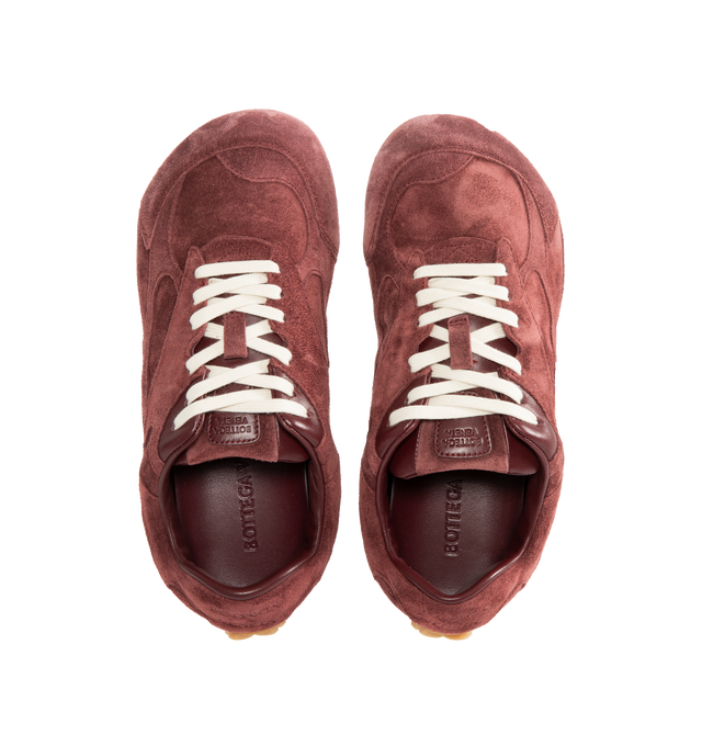 Image 5 of 5 - BROWN - BOTTEGA VENETA Orbit Flash Sneaker featuring low-top, lace-up closure, soft suede upper and rubber sole. Calfskin. Lining: lambskin. Made in Italy.