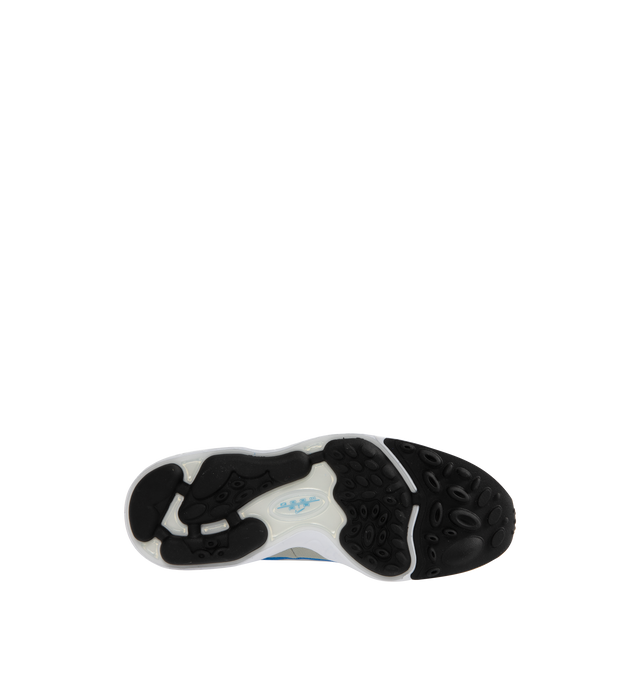 Image 4 of 5 - SILVER - Nike Air Zoom Spiridon SP Sneakers are a lace-up style with reflective piping, mesh uppers, Zoom Air cushioning, metallic overlays, signature branding details, contoured footbeds, and rubber outsoles.