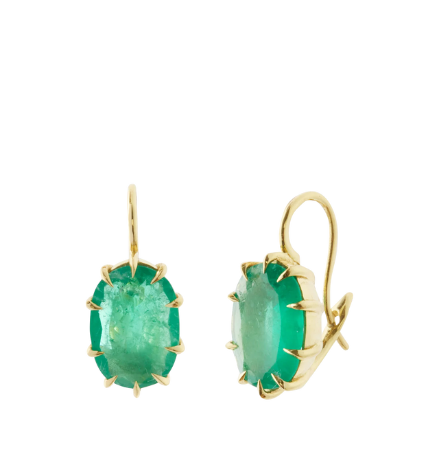 Image 2 of 2 - GREEN - JENNA BLAKE Victorian Oval Emerald Drop Earrings featuring 18K Yellow Gold and Emerald. 4.84 Carats of Emerald. Hirshleifers offers a range of pieces from this collection in-store. For personal consultation and detailed information about jewelry, please contact our dedicated stylist team at personalshopping@hirshleifers.com.This item may be restricted for online purchase to international clients. For assistance purchasing this item please contact our dedicated stylist team at persona
