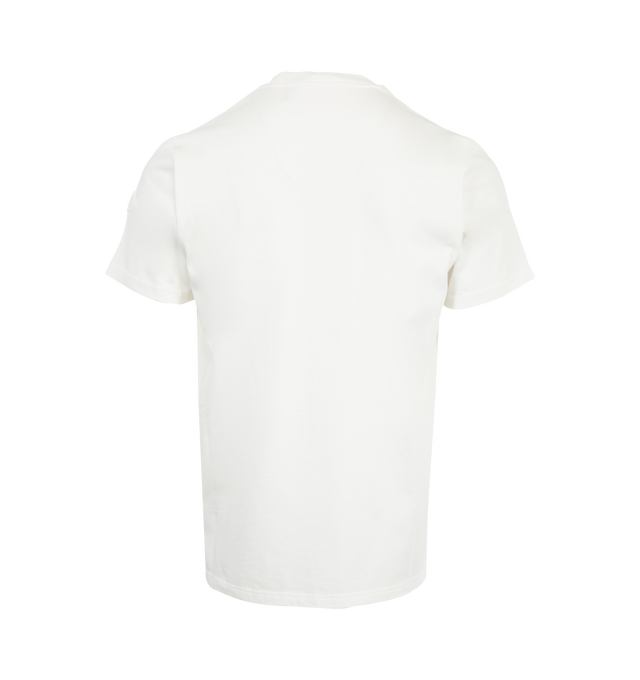 Image 2 of 3 - WHITE - MONCLER Logo T-Shirt featuring combed cotton jersey, short sleeves, ribbed crew neck and printed logo motif. 100% cotton.