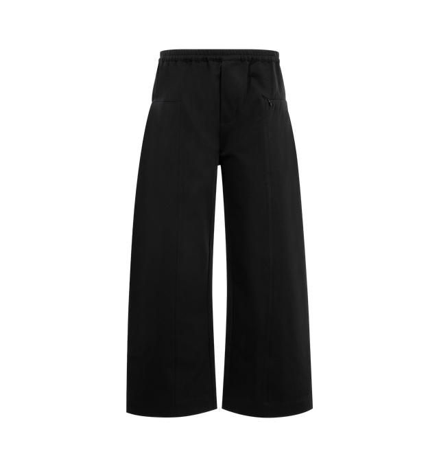 Image 1 of 3 - BLACK - DEIJI STUDIOS Pleat Pant featuring a relaxed, straight leg pant designed to sit lowmid rise with a soft elasticated waistband, subtle front and back pleat detailing, front pockets with zips and a back pocket. 100% GOTS organic cotton twill.