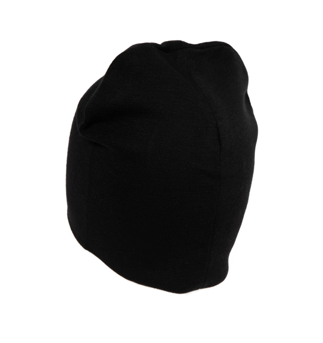 Image 2 of 2 - BLACK - MONCLER Wool Beanie featuring embroidered, heart-shaped patch logom stockinette stitch, gauge 14 and crafted from a wool blend. 50% acrylic, 50% virgin wool. 