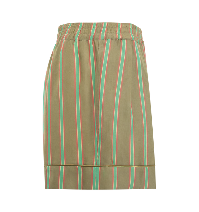 Image 3 of 3 - GREEN - SAINT LAURENT Pyjama Short featuring a wide leg with double-pleat, concealed pockets, piped upturned cuffs and elasticized waist. 100% cupro. Made in Italy.