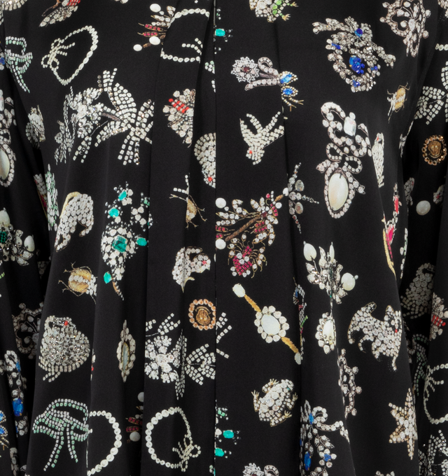 BLACK DIAMOND PINS TIE BLOUSE