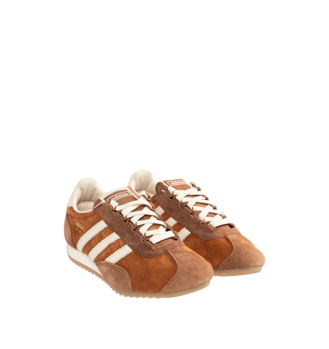 Image 2 of 5 - BROWN - ADIDAS SL 72 Pt Sneaker featuring slender silhouette, low-profile design, a flexible textile upper sits on a cellular rubber heel wedge, non-slip sole and lace closure.