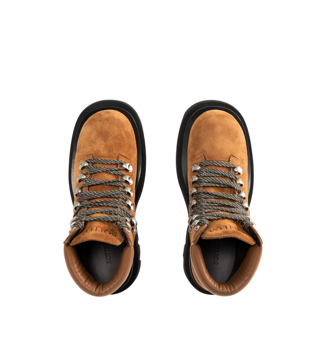 Image 4 of 4 - BROWN - BOTTEGA VENETA Lug Hiking Ankle Boot featuring lace-up hiking ankle boot crafted from rugged suede with a smooth leather collar and micro rubber outsole. Lining: calf leather. Made in Italy.