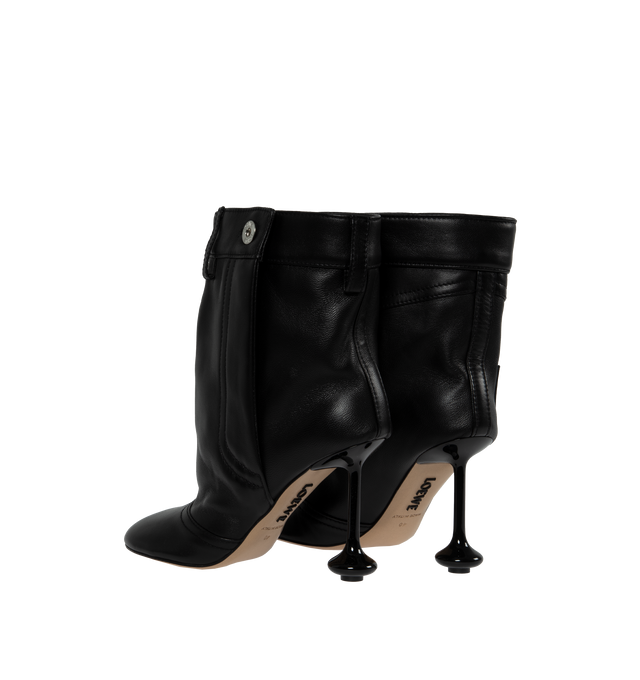 Image 3 of 4 - BLACK - LOEWE TOY PANTA BOOT  crafted of leather, featuring belt loops and pants back pocket design, 90mm heel and square toe. Pull-on style. Made in Italy. 