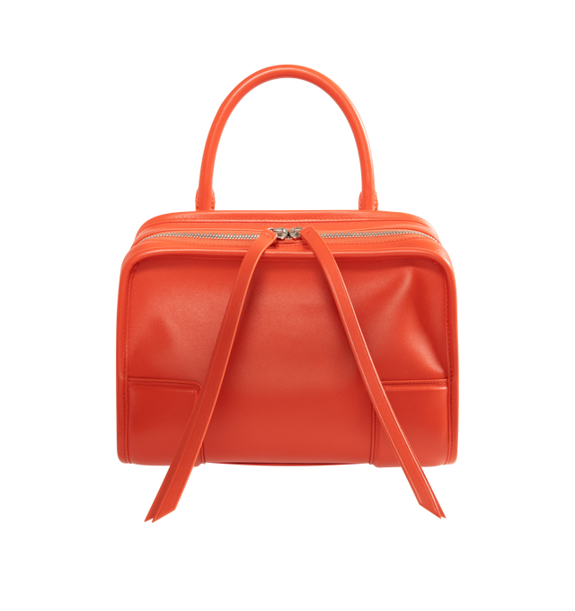 Image 1 of 4 - ORANGE - Loewe Small Amazona 180 Bag in leather features a relaxed silhouette anchored by a single toron top handle, designed to be carried open, while a concealed closure secures the main compartment, three carry options: short handle, removable shoulder strap and crossbody, zip closure with two leather zip pullers, two compartments, main compartment closed with magnetic closure, internal flat pocket, left side d-ring for customization, nappa lambskin lining, and embossed double L branding.