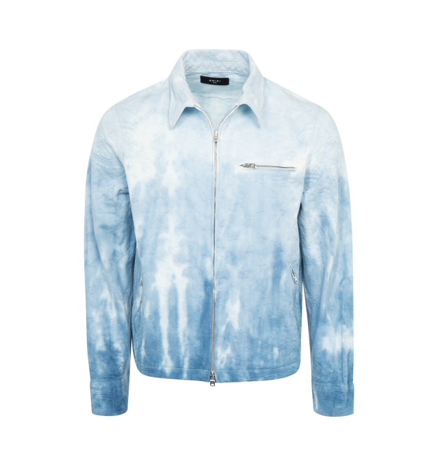 Image 1 of 2 - BLUE - AMIRI Tie Dye Jacquard Jacket featuring zip front closure, two zip side pockets, one zip chest pocket and collar. 