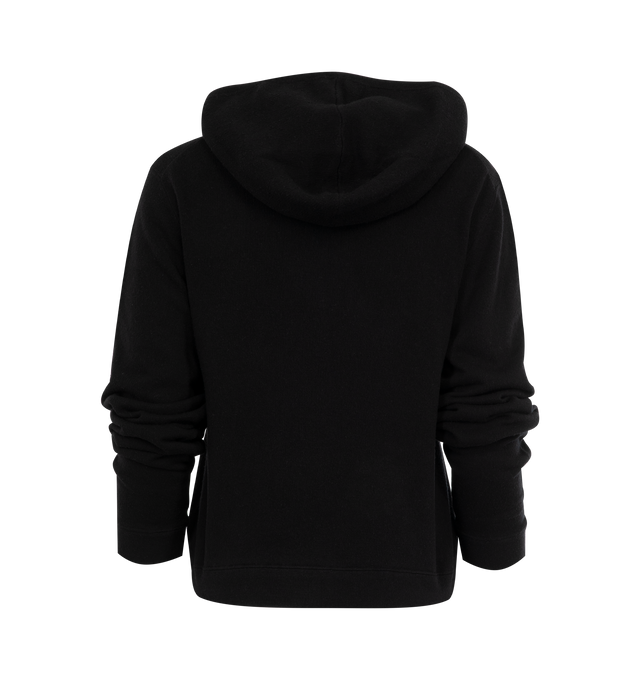 Image 2 of 2 - BLACK - THE ROW Koni Sweatshirt featuring cropped hooded sweatshirt in stonewashed silk jersey with front pouch pocket, and ribbed cuffs and hem. 100% silk. Made in Italy.