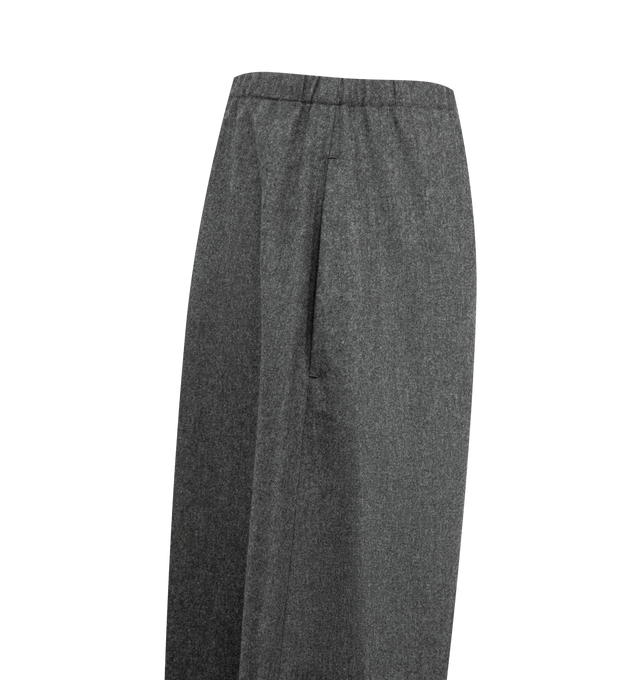 Image 3 of 3 - GREY - KHAITE Clover Pant featuring a pull-on pant in double-faced wool, cropped silhouette, clean back, elasticated waist and side pockets. 100% wool.