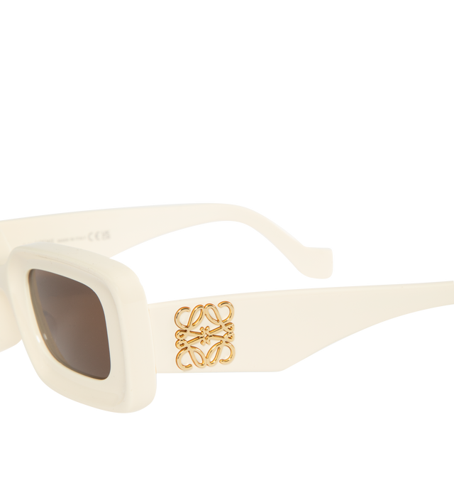 Image 3 of 3 - WHITE - LOEWE Chunky Anagram 46mm Rectangular Sunglasses featuring logo at the temples of rectangular sunglasses equipped with full-coverage UV protection. 100% acetate. Made in Italy. 