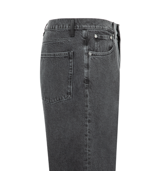 Image 3 of 3 - BLACK - Jil Sander Mens Jeans are crafted from lightweight denim. Feature a relaxed fit, zip fly with metal button closure, five-pocket styling, and a leather belt loop with embossed Jil Sander logo. Main Material: 100% Cotton. Made in Italy.