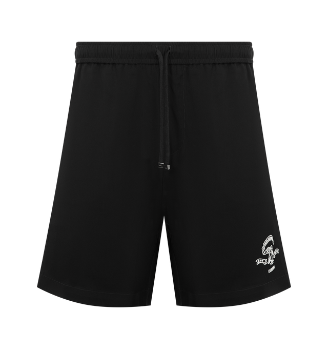 Image 1 of 3 - BLACK - AMIRI Eagle Short featuring elasticized drawstring waist, side slip pockets, relaxed legs and pull-on style. Cotton. Made in Italy.