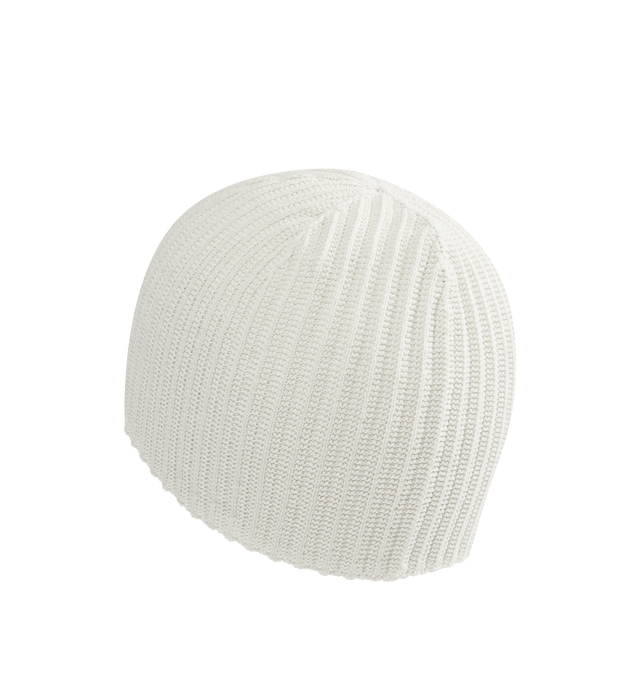 Image 2 of 2 - WHITE - ISSEY MIYAKE Penne Beanie featuring knit beanie and can be worn as a watch cap by folding up the hem. 68% polyester, 32% wool. Made In Japan.
