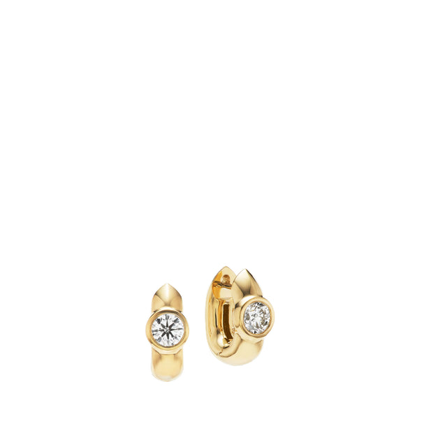 Image 1 of 1 - GOLD - Uniform Object Tusk Huggie Diamond (Womens) is created in 18K yellow gold with 2.8 TCW 7.5mm round diamonds. Made in USA. Hirshleifers offers a range of pieces from this collection in-store. For personal consultation and detailed information about jewelry, please contact our dedicated stylist team at personalshopping@hirshleifers.com.