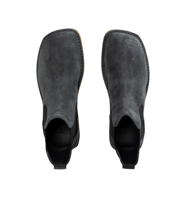 Image 4 of 4 - GREY - BOTTEGA VENETA Daddy Chelsea Ankle Boot featuring rugged suede Chelsea ankle boot and natural crepe rubber outsole. Lambskin. Made in Italy.