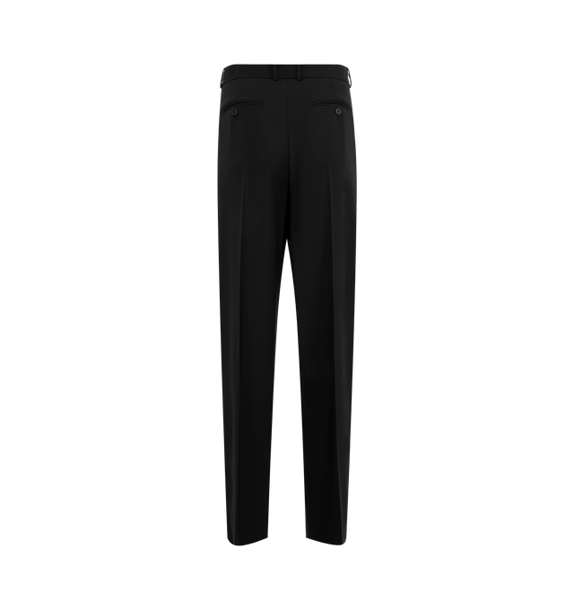 Image 2 of 3 - BLACK - THE ROW Mikkela Pant in Virgin Wool featuring high-rise tailored trouser in fluid virgin wool with straight leg, stitched front pleats, and slanted side pockets. 100% wool. Lined in 100% silk. Made in Italy.