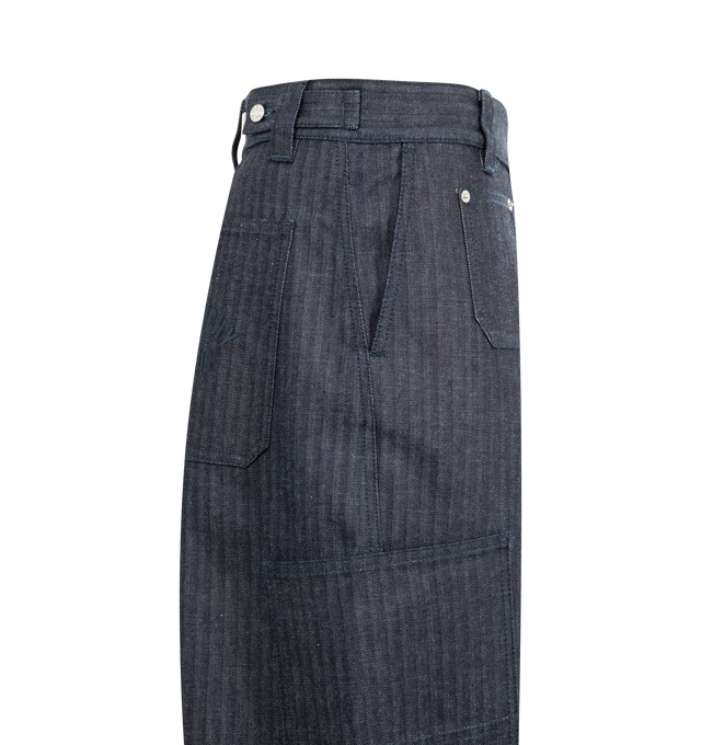 Image 3 of 3 - BLUE - GIVENCHY Cargo Twisted Leg Pant featuring side slip pockets, back patch pockets, cargo pockets on legs, full length and relaxed fit through straight legs. 100% cotton. Made in Italy.