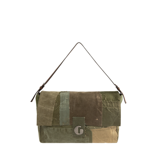 Image 1 of 3 - GREEN - GALLERY DEPT. Merci XL Bag featuring a leather strap, silver G closure and inner zip pocket. Made in USA.