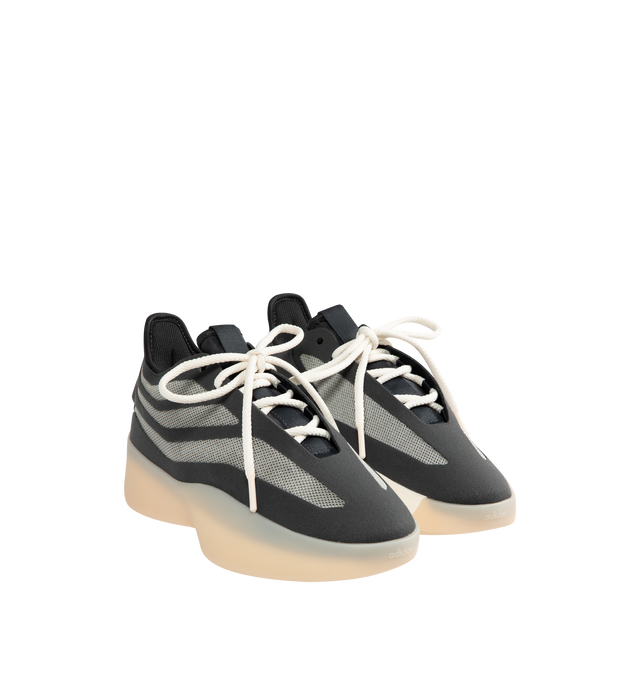 Image 2 of 5 - BLACK - ADIDAS Fear of God Athletics II Basketball Sneaker featuring synthetic upper, monofilament stripe panels, adidas branded TPU heel spoiler, TPU shank for spring and propulsion, lightstrike midsole, semi-translucent rubber outsole, adidas logo embossed on toe and Fear of God logo on black bar.