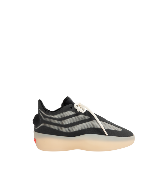 Image 1 of 5 - BLACK - ADIDAS Fear of God Athletics II Basketball Sneaker featuring synthetic upper, monofilament stripe panels, adidas branded TPU heel spoiler, TPU shank for spring and propulsion, lightstrike midsole, semi-translucent rubber outsole, adidas logo embossed on toe and Fear of God logo on black bar.