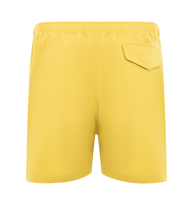 Image 2 of 3 - YELLOW - AURALEE Wool Max Canvas Shorts featuring wide fit, short length, belt loops and elasticated drawstring waistband. 100% wool.