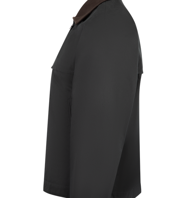 Image 3 of 3 - BLACK - THE ROW Mantis Jacket in crisp Japanese cotton gabardine with ribbed collar and cuffs, slant besom pockets and front zipper closure. 100% cotton. Made in Italy.