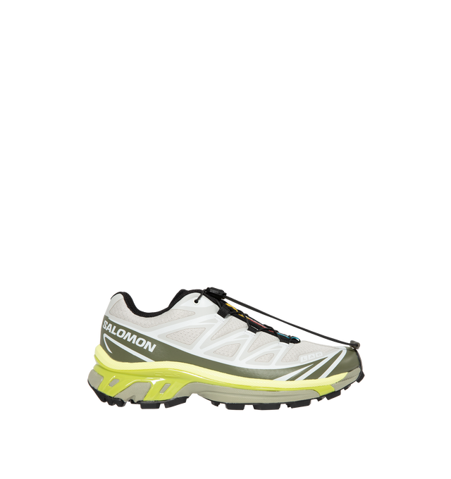 Image 1 of 5 - MULTI - Salomon Men's XT-6 Sneakers are crafted with a lightweight textile and synthetic upper and feature the brand's Agile Chassis System, Quicklace technology, and advanced cushioning for exceptional stability and comfort. Originally developed for ultra-distance trail running, these designer sneakers combine technical performance with Salomon's signature outdoor aesthetic, delivering superior support, durability, and all-terrain traction for both everyday wear and outdoor exploration. Main