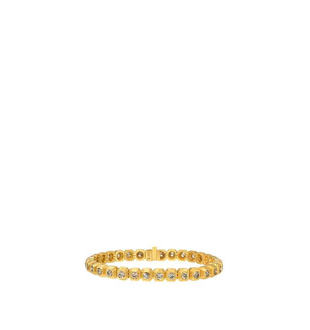 Image 1 of 3 - GOLD - Darius Champagne Diamond Ziggurat Eternity Bracelet featuring approximately 5.90 cts of antique old european-cut champagne diamonds set in 18K Fairmined yellow gold. Length: 7". For personal consultation and detailed information about jewelry, please contact our dedicated stylist team at personalshopping@hirshleifers.com.This item may be restricted for online purchase to international clients. For assistance purchasing this item please contact our dedicated stylist team at personalsho