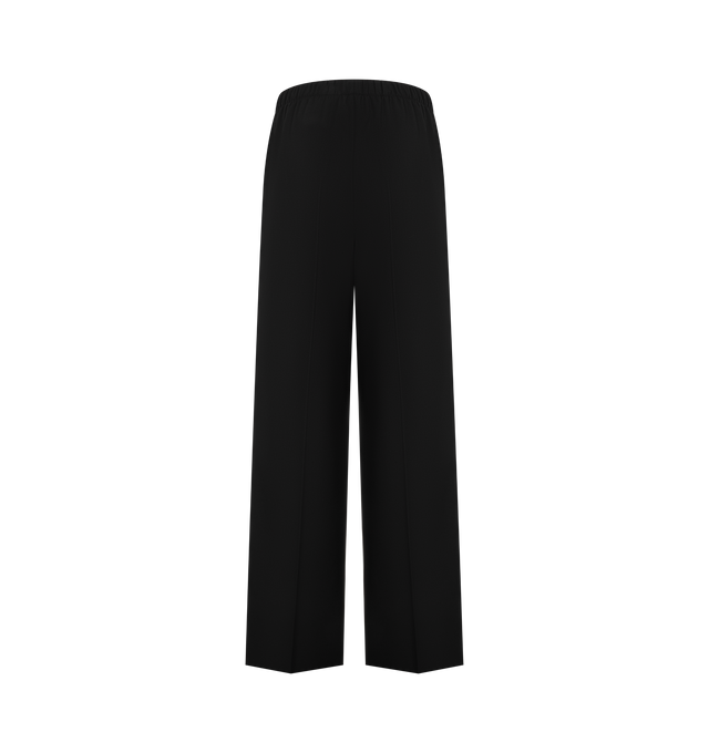 Image 2 of 3 - BLACK - Bottega Veneta Womens Wide-Leg Pants are crafted from lightweight wool grain de poudre. Feature a wide-leg silhouette and elasticized waistband. Main Material: 100% Wool. Made in Italy.