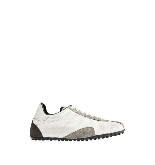 Image 1 of 5 - WHITE - MAISON MARGIELA Sprinters Sneakers featuring textured mesh upper with suede overlays, lace-up closure and low profile. Made in Italy.