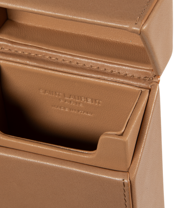 Image 3 of 3 - BROWN - SAINT LAURENT Cigarette Box featuring flap closure, embossed logo and leather lining. 2.8" X 3.9" X 1.4". 100% calfskin. Made in Italy. 