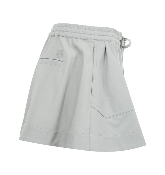 Image 3 of 3 - GREY - LOEWE Shorts in lightweight compact cotton twill featuring relaxed fit, short length, mid waist, elasticated waistband with drawstring, mock fly, rear welt pocket and anagram embroidery placed at the back. 100% cotton. Made in Italy.