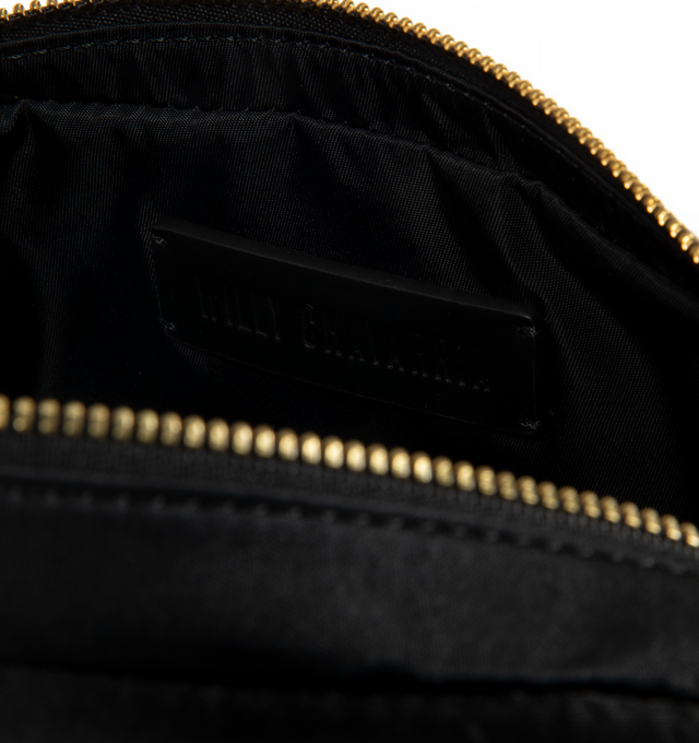 Image 3 of 3 - BLACK - WILLY CHAVARRIA Label Wash Bag featuring twill exterior and lining, top zip closure, one main compartment and embroidered logo. 9" W x 4.5" H x 2.5" D.