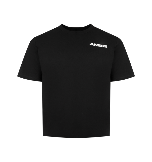 Image 1 of 2 - BLACK - AMIRI Sport Tee featuring round neck, chest logo, short sleeves, straight hem and tonal stitching. 100% cotton.
