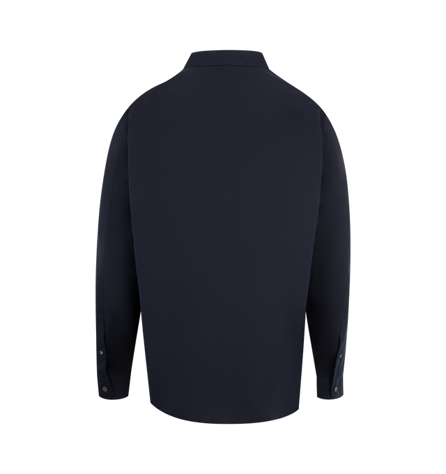 Image 2 of 2 - NAVY - LOEWE Shirt in lightweight cotton poplin featuring regular fit, regular length with classic collar, button front fastening, buttoned cuffs and LOEWE Anagram embroidered chest patch pocket. 100% cotton. Made in Italy.
