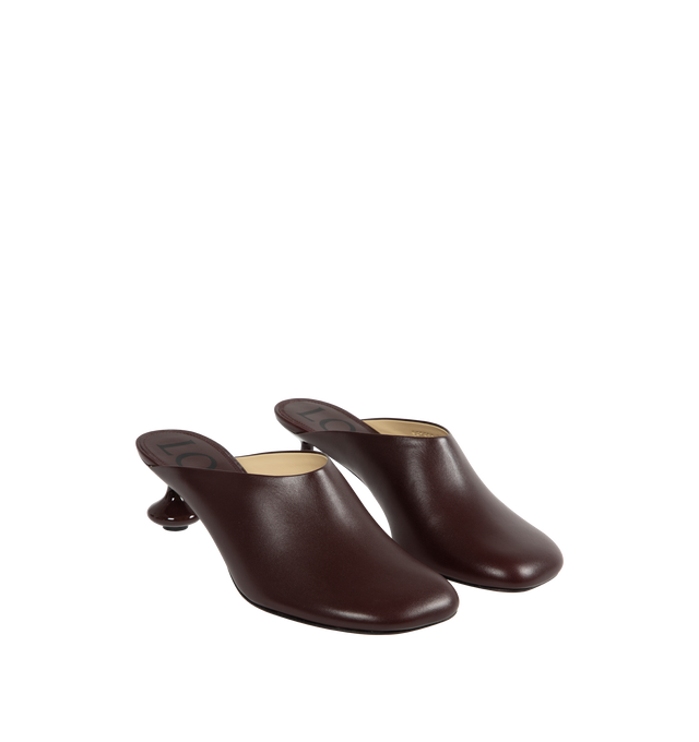Image 2 of 4 - RED - LOEWE Toy Mule crafted in goatskin with a petal shaped toe and lacquered signature toy heel. 45MM heel. Goatskin. Made in Italy.