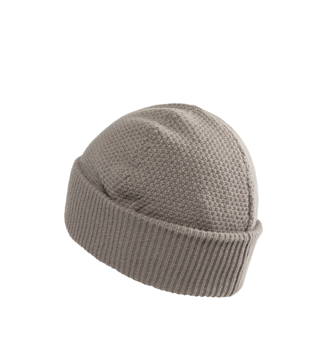 Image 2 of 2 - GREY - MONCLER Beanie featuring fold over brim with ribbed stitching and embossed silicone logo patch.