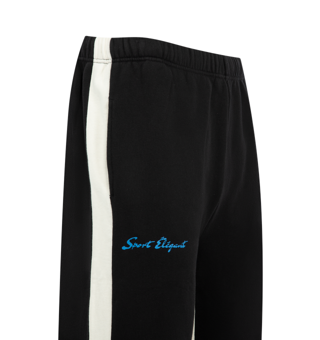 Image 3 of 4 - BLACK - GALLERY DEPT. 2K Fit Sweatpants featuring wide leg fit, elastic waistband with adjustable drawstring, side pockets and single zipper back pocket, 'Sport Elegant' and DPT. logotypes on the front and contrast paneling along the legs. 100% cotton. Made in Portugal.