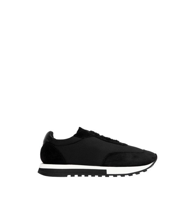 Image 1 of 5 - BLACK - THE ROW Owen Runner in Suede and Nylon featuring technical soft nylon and suede trim with micro rubber tread. 55% leather, 45% nylon. Rubber sole. Made in Italy. 