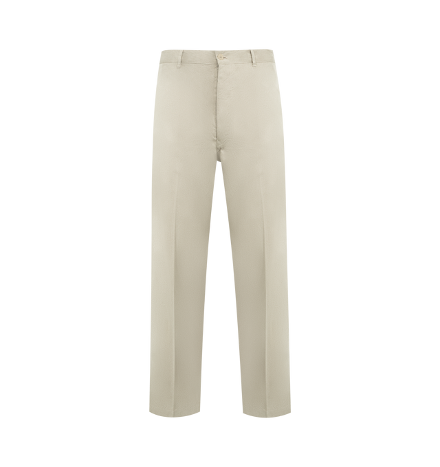 Image 1 of 3 - NEUTRAL - KAPTAIN SUNSHINE Buckleback Trousers featuring belt loops, adjustable tabs at the waist, side slit pockets, back welt pockets and straight leg. 100% cotton.